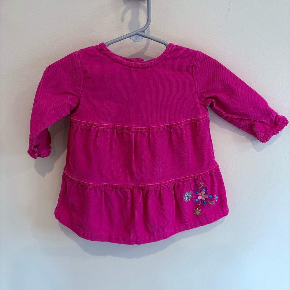 Hanna Andersson Pink Corduroy Dress 3-6 months Embroidered Flowers